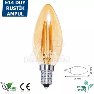 E14 Duylu 4 Watt Düz Rustik Led Ampul