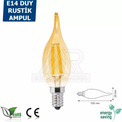 E14 Duylu 4 Watt Kıvrık Rustik Led Ampul