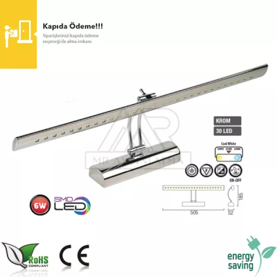 Flamingo 6 watt Krom Kasa Ledli Aplik