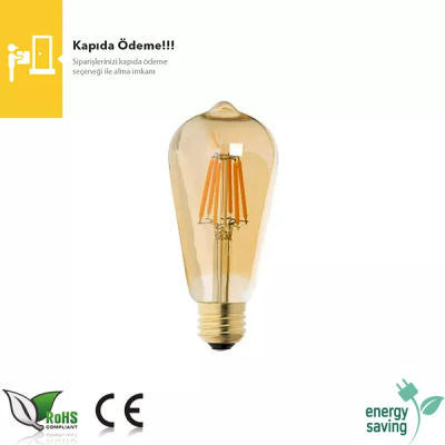 ST64 Ledli Armut Tip 4 watt Rustik Ampul E27 Duylu